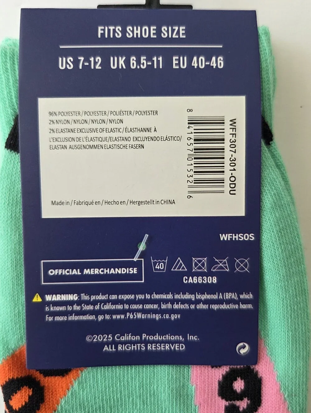 Official Wheel of Fortune Mint Green Novelty Crew Socks NWT Size 7-12